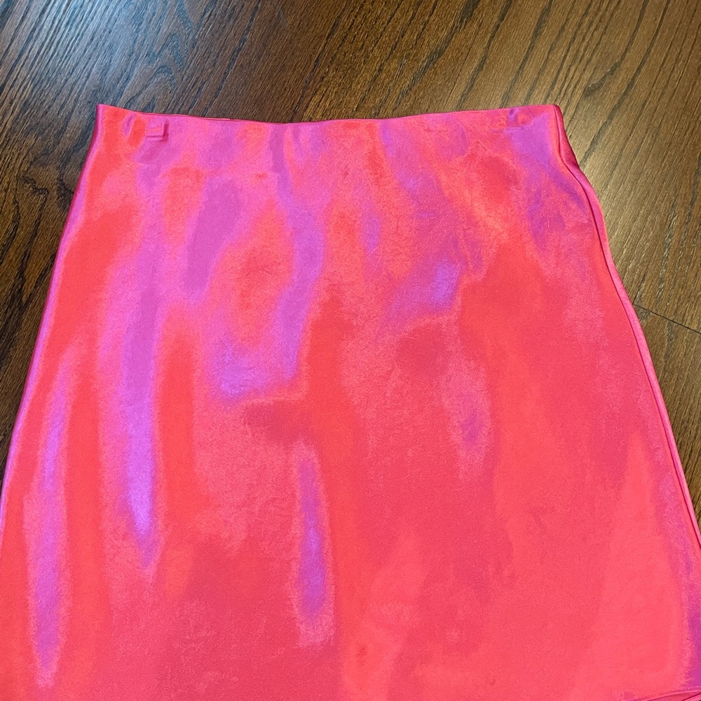 Aritzia silk mini skirt hot pink